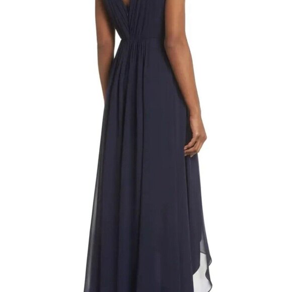 Eliza J Navy Blue Embellished High/Low Chiffon Dress Size 10 $188 - Picture 13 of 14
